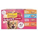 Purina Friskies Gravy Wet Cat Food Variety Pack, Surfin’ and Turfin’ Prime Filets Favorites - (Pack of 40) 5.5 oz. Cans