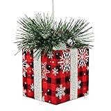 6" Black and Red Buffalo Plaid Gift Box Christmas Ornament