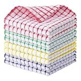 Kitinjoy Cotton 8 Pack Terry Kitchen Dish Cloths, 12 x 12 Inches Super Soft and Absorbent Dish Rags, Quick Drying Dish Towels for Washing Dishes, Mixed Color