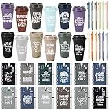 Skylety 36 Pcs Nurse Gifts Set 12 Appreciation Tumbler 12 Notebooks Motivational Journals 12 Thank You Ballpoint Pens 2025 Nurse Water Glasses Week CNA for Women(Muted Colors,24oz,Lifesaver)