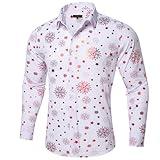 DiBanGu Mens White Red Christmas Dress Shirts Festival Button Down Shirt Men New Year Eve Party