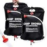 ailker Solar Shower Bag for Camp: 2 Pack 5 Gallons/20L Portable Solar Camping Shower Bag with Removable Hose and On-Off Switchable Shower Head for Camping Beach Swimming Outdoor Traveling