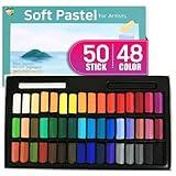 HA SHI Soft Chalk Pastels, 48 colors with additional 2pcs, Non Toxic Art Supplies, Drawing Media for Artist Stick Pastel for Professional, Kids, Beauty Nail Art, Pan Chalk Pastels