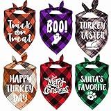 STMK Holiday Plaid Dog Bandanas, 6 Pack Halloween Thanksgiving Day Christmas Dogs Bandana for Holiday Dog Puppy Costumes Decorations
