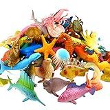 Funcorn Toys Ocean Sea Animal, 52 Pack Assorted Mini Vinyl Plastic Animal Toy Set, Realistic Under The Sea Life Figure Bath Toy for Child Educational Party Cake Cupcake Topper,Valentines Day Gift