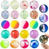 JOYIN 24 PCS Bouncy Balls, 6 Styles 32mm Assorted Bouncy Balls Bulk with Storage Bag, High Bouncing Toys for Kids Party Favors Birthdays Gifts Goodie Bags Stuffers