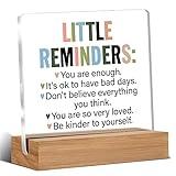 Inspirational Motivational Gifts Employee Appreciation Gifts Little Reminders You are Enough Clear Desk Decorative Sign Acrylic Sign With Wooden Stand for Office Desk Table Shelf