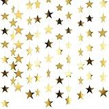 Patelai Glitter Star Garland Banner Decor, 130 Feet Bright Star Hanging Bunting Banner Backdrop for Christmas Party Decor 2025 New Year Graduation Wedding Birthday(Gold)