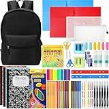 Gilprop 86 Pcs School Supplies Kit with Backpack Back to School Supplies Bag Set Elementary Essential Bundle Bulk for Kid Student Girl Boy Classroom School(Black)