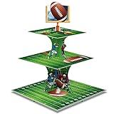 Tiamon Super Football Bowl Party Decoration Football Cupcake Stand 3 Tier Dessert Tower Super Soccer Bowl Sports Stadium Decor Mini Cake Stand for Kids Boys Teenagers Sport Party Supplies