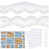 Kigley 2 Pcs Free Motion Quilting Templates Waves Acrylic Quilting Rulers for Machine Free Motion Sewing Stencils Patchwork Splicing with 48 Pcs Nonslip Grips(Gentle)