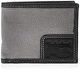 Timberland PRO Men's Canvas Leather RFID Billfold Wallet with Back ID Window, Charcoal, One Size