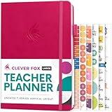 Clever Fox Teacher Planner – School Year Planner with Calendars & Lesson Plans – Teacher Plan Book for Classroom & Homeschool Organization - Undated, 7x10″, Hardcover (Fuchsia)