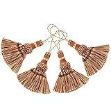 BEL AVENIR Elegant Polyester Tassel Handmade Colorful Craft Tassels Charms for Key Chain Straps DIY Accessories (Light Coffee, 4 Pack)
