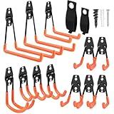 Garage Hooks Heavy Duty 14 Pack, Steel Garage Storage Hooks, Tool Hangers for Garage Wall Utility Wall Mount Garage Hooks and Hangers with Anti-slip Coating for Garden Tools, Ladders, Bulky Items