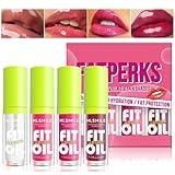 4 Colors Fat Oil Lip Gloss, Lip Oil Lip Glaze Hydrating Lip Glow Oil Big Brush Head Moisturizing Lip Gloss, Shiny Transparent Tinted Plumping Lip Oil Nourishing Non-sticky (A#)