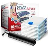 Spacesaver Space Bags Vacuum Storage Bags (Jumbo 10pk) Save 80% Clothes Storage Space - Vacuum Bags for Comforters, Blankets, Bedding, Clothing - Compression Seal for Closet Storage. Pump for Travel