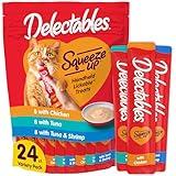 Delectables Squeeze Up Variety Pack, Creamy Squeezable Puree, Lickable Wet Cat Treats, Grain Free, No Added Fillers, No By-Products, No Added Preservatives, 0.5 Ounces Tube, 24 Tubes Total