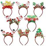 Aodaer 8 Pack Christmas Headbands Glitter Xmas Headband Costume Headwear Assorted Styles Snowman Santa Christmas Tree Gift Headband for Christmas Party Favors