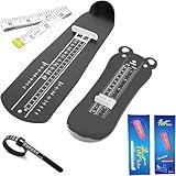 DJRDym 2 Pack Shoe Size Measuring Devices For Adults and Kids Easy To Use Foot Measuring Device Set with Tape and Ring Sizer, US Size (Black, Classic)