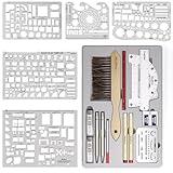 Nicpro 21PCS Professional Drafting Tools & Geometry Set with Case, Architect Compass & Protractor Set, Metal Pencils, Pens, Scale Ruler Metal Ruler, 5 Drawing Templates for Interior House Plan Design