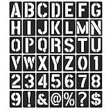 42 Pieces Reusable Letter Stencils, 4Inch Numbers Craft Stencils, Letter Painting Stencil, Number Templates for DIY, Wall, Wood, Glass, School Art Projects (Black)