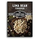 Fordhook Lima Bean Seeds for Planting - 1 Packet with Instructions to Plant & Grow Large Butter Beans in Your Home Vegetable Garden - Non-GMO Heirloom Variety Bean Seed - Survival Garden Seeds