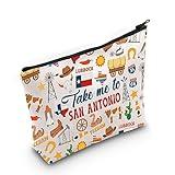 WZMPA San Antonio Texas Travel Cosmetic Bag San Antonio Vacation Gift Take Me To San Antonio Zipper Pouch Travel Bag San Antonio Souvenirs Gifts (Take San Antonio)