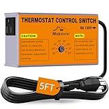 Attic Fan Thermostat-Control, Adjustable Thermostat with Overload Protector, Temperature Controlled Attic Fan, with Socket Easy to Install, Exhaust Fan Temperature Controller for Workshop, Greenhouse