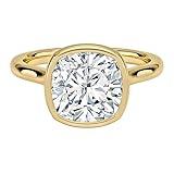 3 CT Cushion Moissanite Band Ring for Women 925 Sterling Silver and Solid Gold VVS1 Clarity Bezel Solitaire Promise Rings for Her Trending Valentine gifts for her