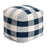 Anji Mountain 100% Handmade & Handcrafted Comfortable Home Décor Pouf Ottoman Footrest for Living Room, Bedroom, Nursery, Kidsroom, Patio Furniture - (20" x 20" x 20"- Navy Blue,Ivory)