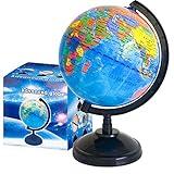 6'' Geographic World Globe for Kids,Educational World Globe with Stand,Decorative Rotating World Map Globes Decor,Political Globe for Classroom Geography Teaching,Kids Room