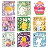 OHOME Easter Basket Stuffers for Kids - DIY Happy Egg Bunny Sticker Crafts Stickers,Kids Easter Gifts Decor Treats Games Toys Activities Party Favor Supplies(24 Sheets)