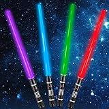 4 Pack 4 Colors Light up LED Saber, Light Swords with FX Sound(Motion Sensitive) and Realistic Handle, Expandable Light up Toy for Kid Adult, Warriors and Galaxy War Fighter, Halloween Party Xmas Gift