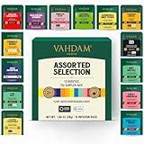 VAHDAM, Assorted Tea Sampler (15 Different Variety in Individually Wrapped Pyramid Tea Bags) Long Leaf Premium Teas I Tea Gift Set I Christmas Tea Gift Ideas for Tea Lovers