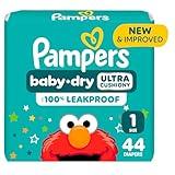 Pampers Diapers - Baby Dry - Size 1, 44 Count, Absorbent Disposable Infant Diaper (Packaging May Vary)