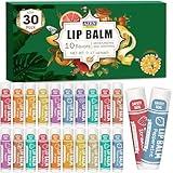 AZEN 30 Pack Lip Balm, Natural Lip Balm Bulk, Lip Care Product, Moisturizing Lip Balm for dry cracked lips - 10 Flavors