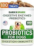 BARK&SPARK Dog Probiotics & Digestive Enzymes (Gut Health) Allergy & Itchy Skin - Pet Diarrhea Gas Treatment Upset Stomach Relief, Digestion Health Prebiotic Supplement Tummy Treat (180Ct Chicken)