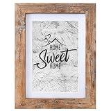 Califortree 5x7 Picture Frame - Can Display Photo 4x6 with Mat, Wood Frame with Shatterproof Plexiglass, Horizontal and Vertical Display for Wall and Tabletop, Rustic Brown