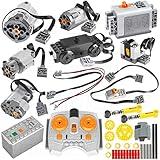 Habow 45Pcs Power-Function Technic-Parts Kit M/L/XL/Servo/Train-Motor IR Speed Remote Control Battery Box IR Receiver Extension Wire Light Cord Control Switch Compatible with Lego-Motor-Kit.