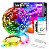 DAYBETTER Led Strip Lights Smart with App Control Remote, 5050 RGB for Bedroom, Music Sync Color Changing for Room Party 50ft