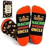 ZAGKOO Uncle Gifts from Niece, Nephew - Nacho Average Uncle Socks - Funny Gift Ideas for Uncles on Birthday, Christmas, Fathers Day - Present for Best Funcle Ever