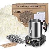 Soy Wax Candle Making Kit Supplies With Wax Melter, Natural Candle Wax For Candle Making, DIY Art&Crafts Kit for Adults,Beginner, Including 2lbs Soy Wax Flakes, Electric Stove,Candle Wick,Melting Pot