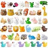 YsesoAi 45Pcs Mini Resin Animal, 45 Styles Tiny Resin Animals Miniature Little Ducks Bulk for Micro Fairy Garden Landscape Accessories Dollhouse Hide Crafts Decor Aquarium Toys