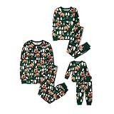 The Children's Place Baby Family Matching, Holiday Pajama Sets, Cotton, Green Christmas Woodland Animals, Medium (Adult)