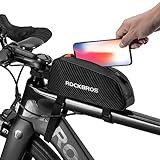 ROCKBROS Top Tube Bike Bag Bicycle Front Frame Bag Bike Accessories Pouch Compatible with iPhone 14/13/12 Pro Galaxy S22/S21