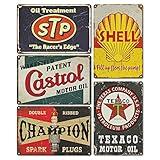 EastLink Vintage Garage Signs Room Decor 5PCS, PVC Made Garage Decor Signs for Men, Duplex Printed Retro Wall Decor, Fade & Bend Resistant Old Car Shop Posters Oil and Gas Station Signs