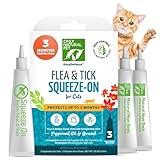 Only Natural Pet Flea and Tick Prevention for Cats - EasyDefense Remedy for Your Pets - Natural Care Control Squeeze-On Drops - Tick and Flea Protection - Three Months Supply (Single)