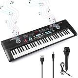 61 Key Keyboard Piano, Electric Piano Music Keyboard with Teaching Mode, Microphone, Sheet Music Stand and Power Supply, portable keyboard piano for Beginners