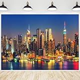 CRTPOD New York City Landscape Backdrop Manhattan Night Scenery Background Skyscraper Urban Light Photography Banner for Portraits Birthday Party Decorations Photo Photobooth Props 7x5ft